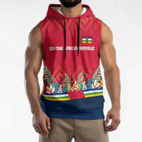 Central African Republic Sleeveless Hoodie with Red Blue Green Tribal Design and National Flag - Wonder Print Shop