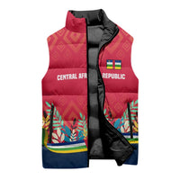 Central African Republic Sleeveless Puffer Jacket with Red Blue Green Tribal Design and National Flag - Wonder Print Shop