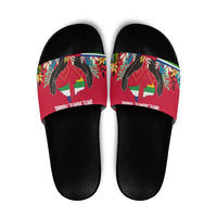 Central African Republic Slide Sandals with Red Blue Green Tribal Design and National Flag - Wonder Print Shop
