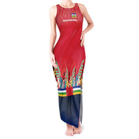 Central African Republic Tank Maxi Dress with Red Blue Green Tribal Design and National Flag - Wonder Print Shop