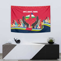 Central African Republic Tapestry with Red Blue Green Tribal Design and National Flag - Wonder Print Shop
