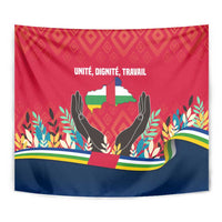Central African Republic Tapestry with Red Blue Green Tribal Design and National Flag - Wonder Print Shop
