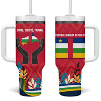 Central African Republic Tumbler With Handle with Red Blue Green Tribal Design and National Flag - Wonder Print Shop