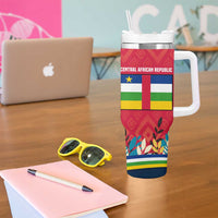 Central African Republic Tumbler With Handle with Red Blue Green Tribal Design and National Flag - Wonder Print Shop