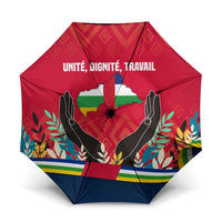 Central African Republic Umbrella with Red Blue Green Tribal Design and National Flag - Wonder Print Shop