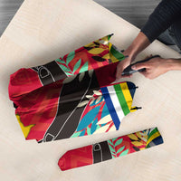 Central African Republic Umbrella with Red Blue Green Tribal Design and National Flag - Wonder Print Shop