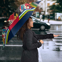 Central African Republic Umbrella with Red Blue Green Tribal Design and National Flag - Wonder Print Shop