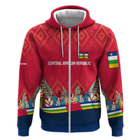 Central African Republic Zip Hoodie with Red Blue Green Tribal Design and National Flag - Wonder Print Shop