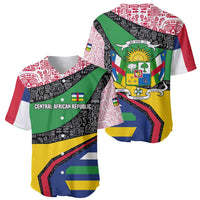 Central African Republic Baseball Jersey with Multicolor Tribal Design and National Emblem - Wonder Print Shop