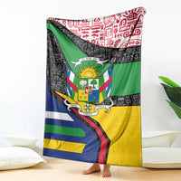 Central African Republic Blanket with Multicolor Tribal Design and National Emblem - Wonder Print Shop