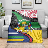 Central African Republic Blanket with Multicolor Tribal Design and National Emblem - Wonder Print Shop