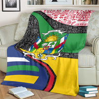 Central African Republic Blanket with Multicolor Tribal Design and National Emblem - Wonder Print Shop
