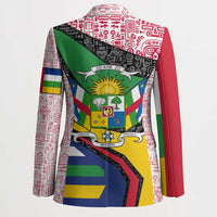 Central African Republic Blazer with Multicolor Tribal Design and National Emblem - Wonder Print Shop