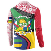 Central African Republic Button Sweatshirt with Multicolor Tribal Design and National Emblem - Wonder Print Shop