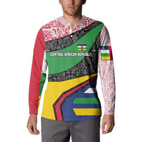 Central African Republic Button Sweatshirt with Multicolor Tribal Design and National Emblem - Wonder Print Shop
