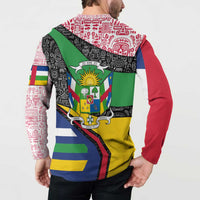Central African Republic Button Sweatshirt with Multicolor Tribal Design and National Emblem - Wonder Print Shop