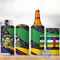 Central African Republic 4 in 1 Can Cooler Tumbler with Multicolor Tribal Design and National Emblem - Wonder Print Shop