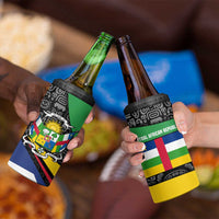 Central African Republic 4 in 1 Can Cooler Tumbler with Multicolor Tribal Design and National Emblem - Wonder Print Shop