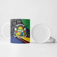 Central African Republic Ceramic Mug with Multicolor Tribal Design and National Emblem - Wonder Print Shop
