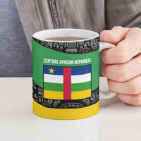 Central African Republic Ceramic Mug with Multicolor Tribal Design and National Emblem - Wonder Print Shop