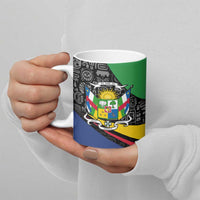 Central African Republic Ceramic Mug with Multicolor Tribal Design and National Emblem - Wonder Print Shop