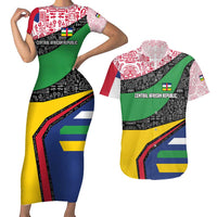 Central African Republic Couples Matching Short Sleeve Bodycon Dress and Hawaiian Shirt with Multicolor Tribal Design and National Emblem - Wonder Print Shop