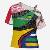 Central African Republic Cross Shoulder Shirt with Multicolor Tribal Design and National Emblem - Wonder Print Shop