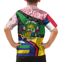 Central African Republic Family Matching Off The Shoulder Long Sleeve Dress and Hawaiian Shirt with Multicolor Tribal Design and National Emblem - Wonder Print Shop