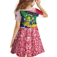 Central African Republic Family Matching Off Shoulder Maxi Dress and Hawaiian Shirt with Multicolor Tribal Design and National Emblem - Wonder Print Shop