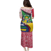 Central African Republic Family Matching Puletasi and Hawaiian Shirt with Multicolor Tribal Design and National Emblem - Wonder Print Shop