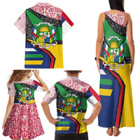 Central African Republic Family Matching Tank Maxi Dress and Hawaiian Shirt with Multicolor Tribal Design and National Emblem - Wonder Print Shop