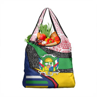 Central African Republic Grocery Bag with Multicolor Tribal Design and National Emblem - Wonder Print Shop