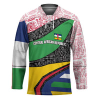 Central African Republic Hockey Jersey with Multicolor Tribal Design and National Emblem - Wonder Print Shop