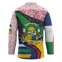 Central African Republic Hockey Jersey with Multicolor Tribal Design and National Emblem - Wonder Print Shop