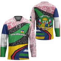 Central African Republic Hockey Jersey with Multicolor Tribal Design and National Emblem - Wonder Print Shop