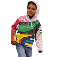 Central African Republic Kid Hoodie with Multicolor Tribal Design and National Emblem - Wonder Print Shop