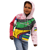 Central African Republic Kid Hoodie with Multicolor Tribal Design and National Emblem - Wonder Print Shop