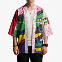 Central African Republic Kimono with Multicolor Tribal Design and National Emblem - Wonder Print Shop