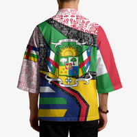 Central African Republic Kimono with Multicolor Tribal Design and National Emblem - Wonder Print Shop
