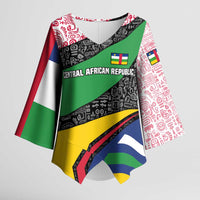 Central African Republic Kimono Sleeve Blouse with Multicolor Tribal Design and National Emblem - Wonder Print Shop