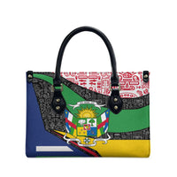 Central African Republic Leather Bag with Multicolor Tribal Design and National Emblem - Wonder Print Shop