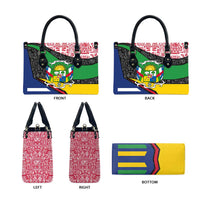 Central African Republic Leather Bag with Multicolor Tribal Design and National Emblem - Wonder Print Shop
