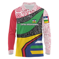 Central African Republic Long Sleeve Polo Shirt with Multicolor Tribal Design and National Emblem - Wonder Print Shop