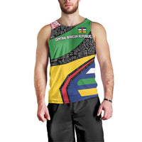 Central African Republic Men Tank Top with Multicolor Tribal Design and National Emblem - Wonder Print Shop