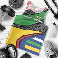 Central African Republic Men Tank Top with Multicolor Tribal Design and National Emblem - Wonder Print Shop