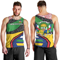 Central African Republic Men Tank Top with Multicolor Tribal Design and National Emblem - Wonder Print Shop