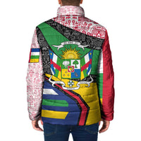 Central African Republic Padded Jacket with Multicolor Tribal Design and National Emblem - Wonder Print Shop