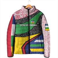 Central African Republic Padded Jacket with Multicolor Tribal Design and National Emblem - Wonder Print Shop