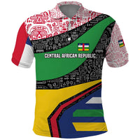 Central African Republic Polo Shirt with Multicolor Tribal Design and National Emblem - Wonder Print Shop