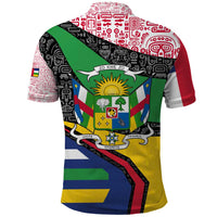 Central African Republic Polo Shirt with Multicolor Tribal Design and National Emblem - Wonder Print Shop